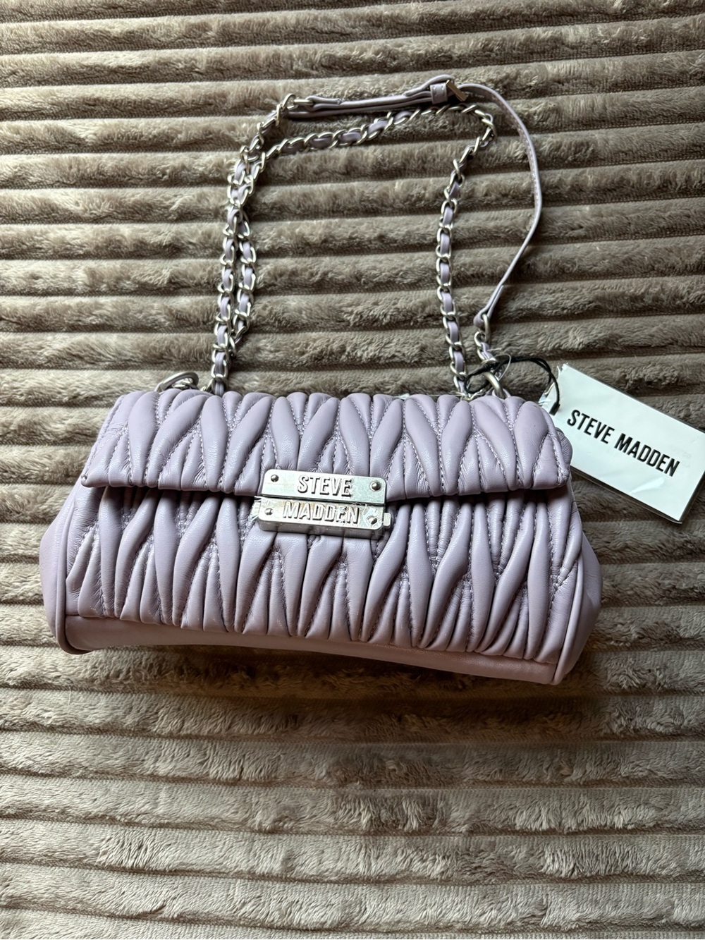 Steve Madden Quilted Lavender Chain Crossbody Bag